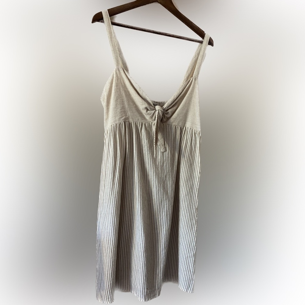 Rhythm Livin Cancun Sundress Tan Striped Women’s Size XL  Rayon/Cotton Blend
